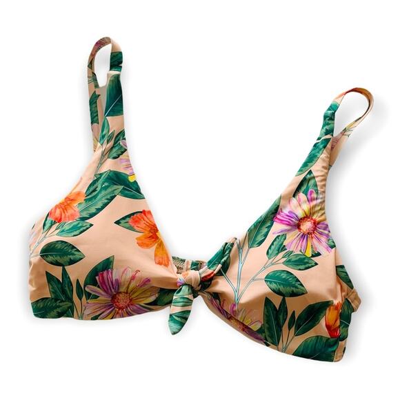Gianni Bini Pink Multicolor Floral Print Bikini Top Small - Picture 1 of 7